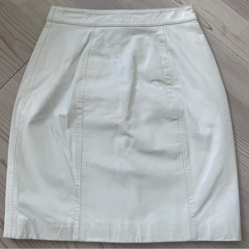 Vintage White Leather Mini Skirt